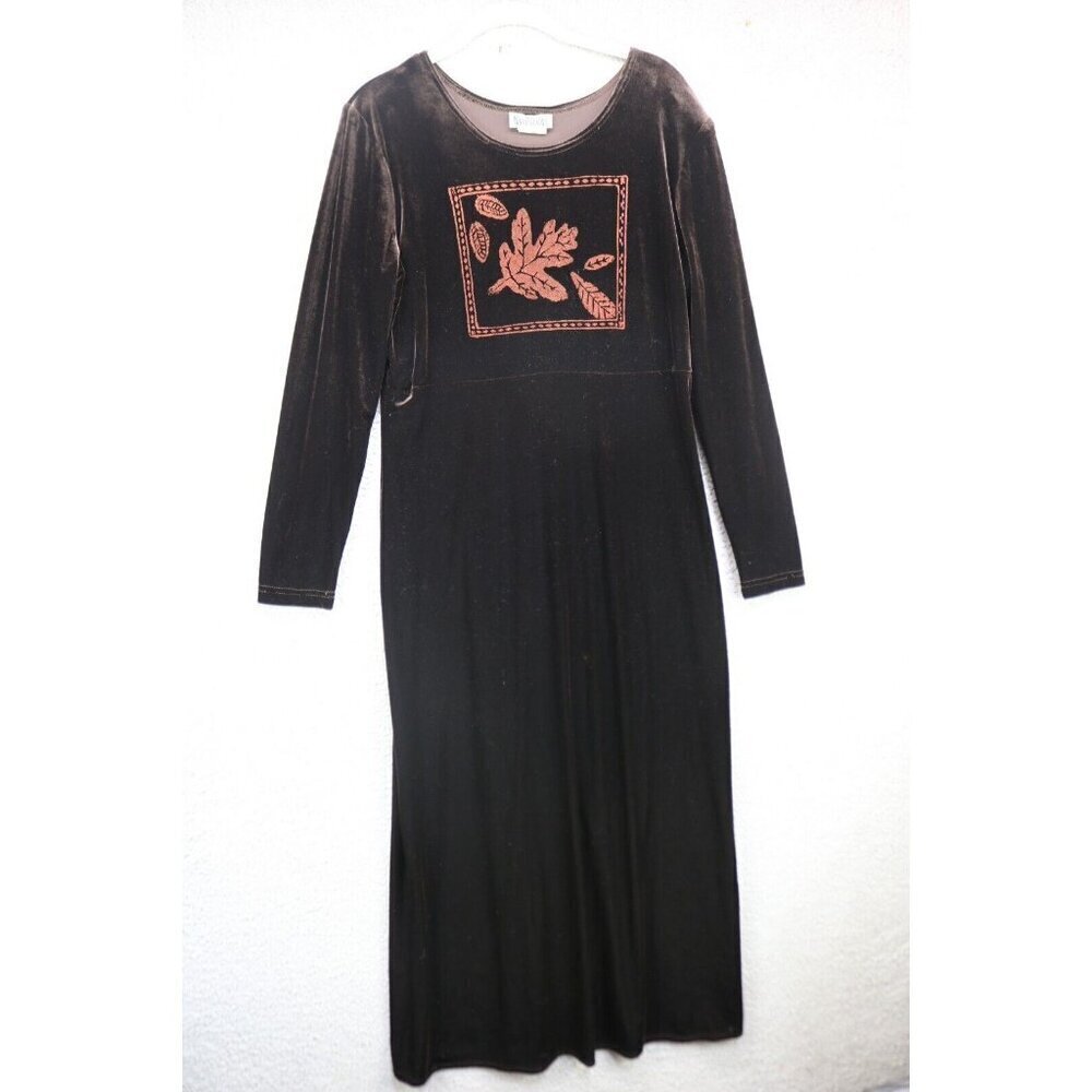 Nina Piccalino Vtg. Maxi Long Sleeve Velvet Dress-Size 10-Whimsigoth